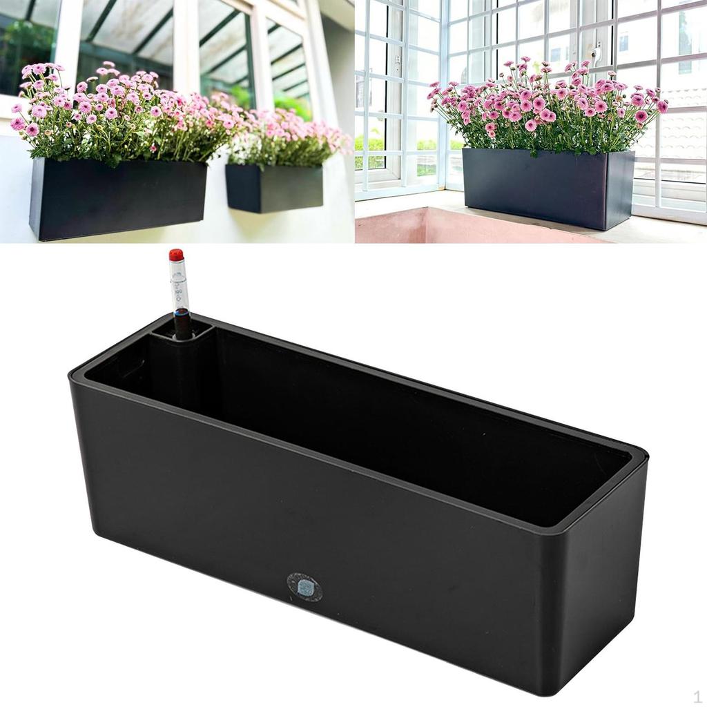 Rectangle Self Watering Planter Decorative Pot Breathable Window Box for Home Planting