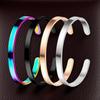 C-Shaped Adjustable Stainless Steel Bangle Bracelet, 6mm, Colorfast