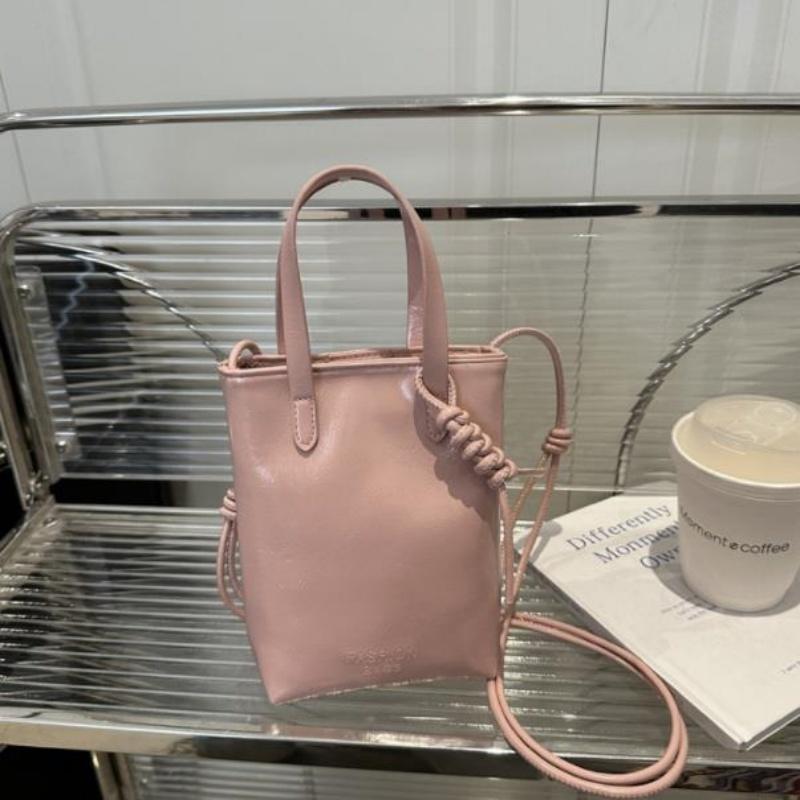 

PU Leather Mini Crossbody Bag for Women 2025 New Korean Fashion Luxury Shoulder Bags Female Simple Retro Handbags and Purses рожевий