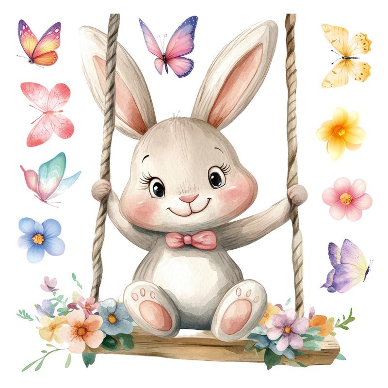 

1 Sheet Cute Rabbit Colorful Egg Stickers Easter Electrostatic Patch Glass Window Decals Children S Room Decoration A3