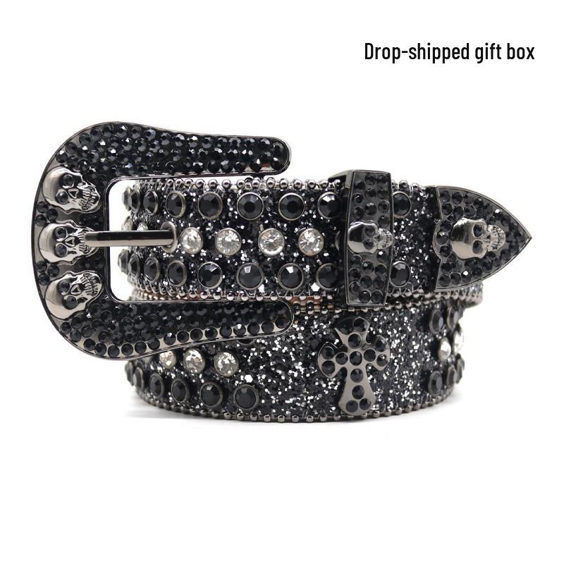 

Rhinestone Waist Belt: Unisex Glitter Inlaid Diamond Fashion Accessory 115 cm