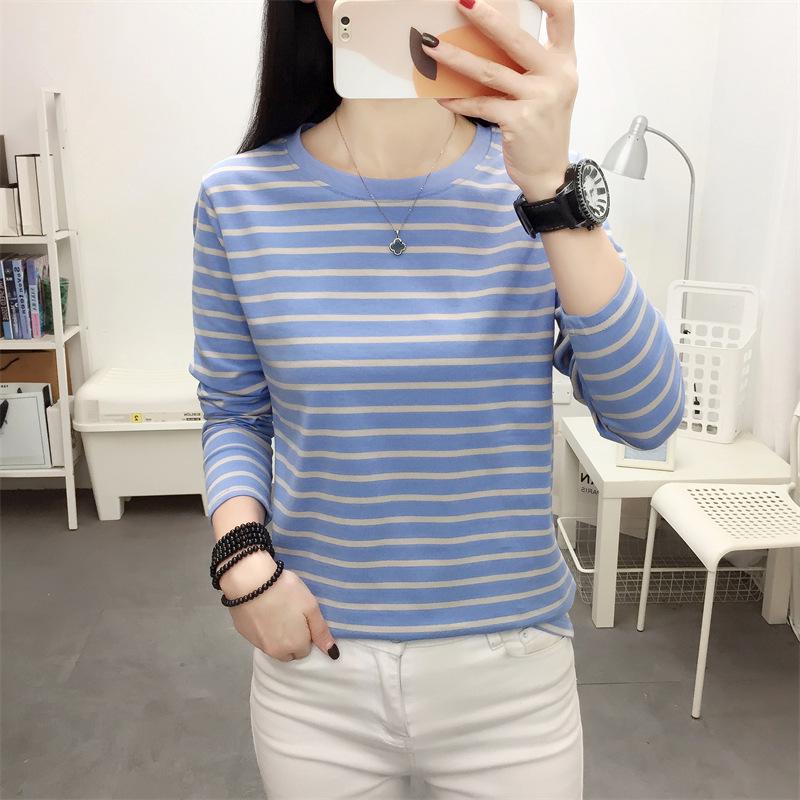 

2024 Весна Плюс Размер Свободная Хлопковая Полосатая Женская Футболка С Длинным Рукавом 5XL fits 181-200 lbs