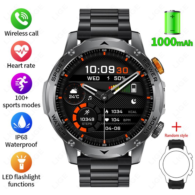 1000 mAh Smart Watch 1.7 Inch Screen Bluetooth Call Voice Assistant Watch Sports Fitness IP68 Waterproof Smartwatch For Men