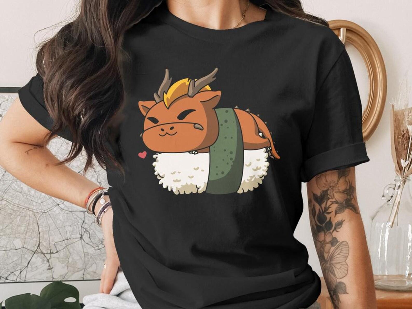 Cute Sushi Year of the Dragon T-Shirt, Japanese Anime Gift, Kawaii Anime Sushi Shirt, Cute Japan Manga Art M