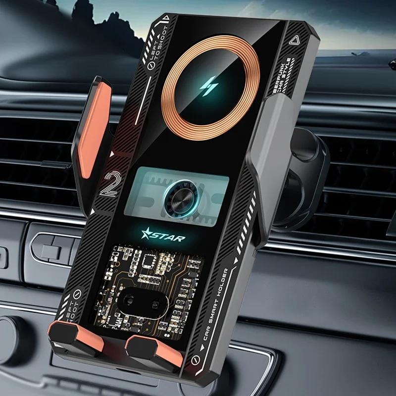 VIKEFON Car Wireless Charger Auto Car Phone Holder Infrared Induction Fast Charging Station for iPhone 15 14 13 Samsung Xiaomi