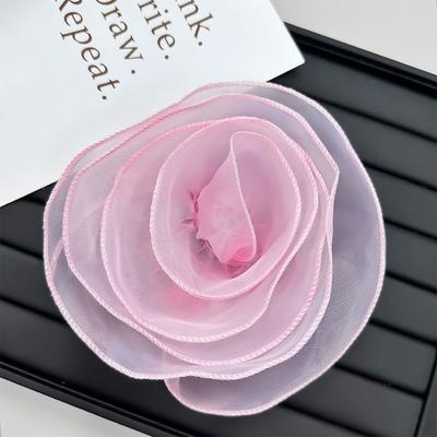 Handmade Rose Flower Brooch Clothing Dress Decoration DIY Pin-Up Brooch Sewing Applique Multi-layer Yarn Chest Flower Corsage