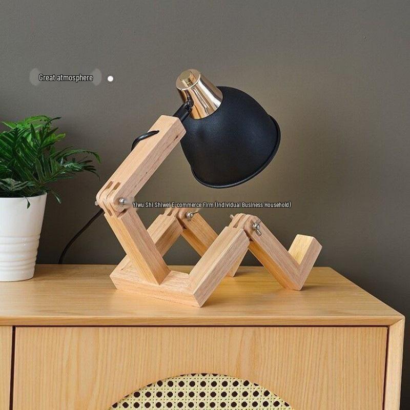 Verstellbare Holz-Augenschutz-Schreibtischlampe für Arbeitszimmer & Schlafzimmer