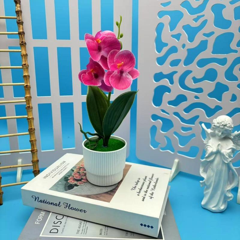 

Artificial Three-flower PhalaenopsisArtificial Potted Plant Artificial Green Plant Bonsai Artificial Flower Decoration All purple