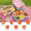 1set Lunchbox Set Microwaveable Reusable Leakproof 21x16x6cm Red,White,Blue,Green Four Vibrant Lunchboxes With Fruit Forks
