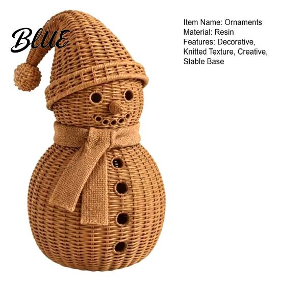 Christmas Party Table Centerpieces Snowman Ornament for Tabletop Decor Retro Resin Figurine Winter Themed Room with Knitted Texture Fireplace