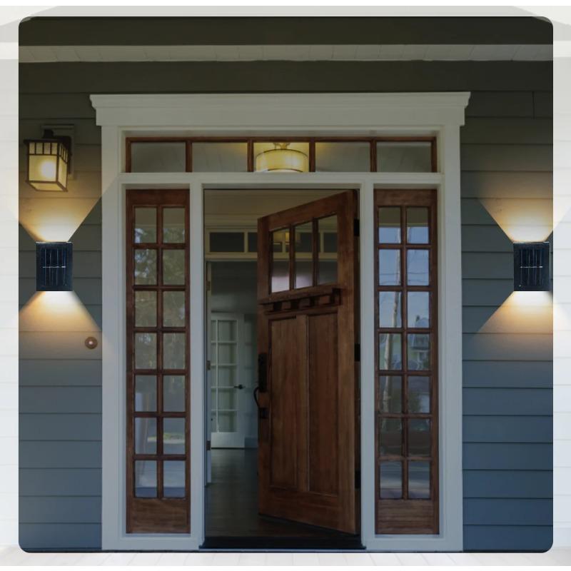 2LED Outdoor Solar Wall Lamp LED Solar Garden Light Waterproof Up And Down Glow Wall Light For Balcony yard Street Landscape Decor