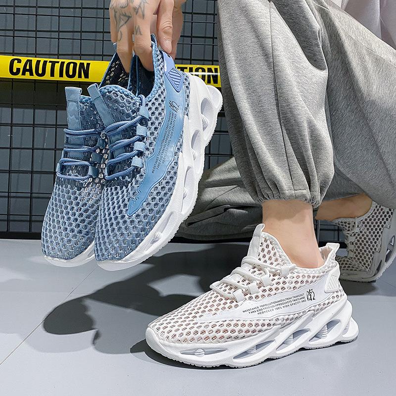 Men's shoes summer hollow mesh breathable deodorant thin mesh shoes men's casual sports lightweight shock absorption running shoes