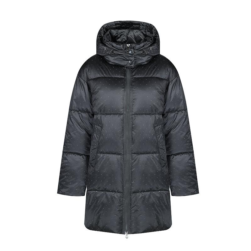 Down Cotton-padded Coat Medium and Long 2025 New Style Thick Bright Cotton Coat Loose Large Size Winter Cotton-padded Coat