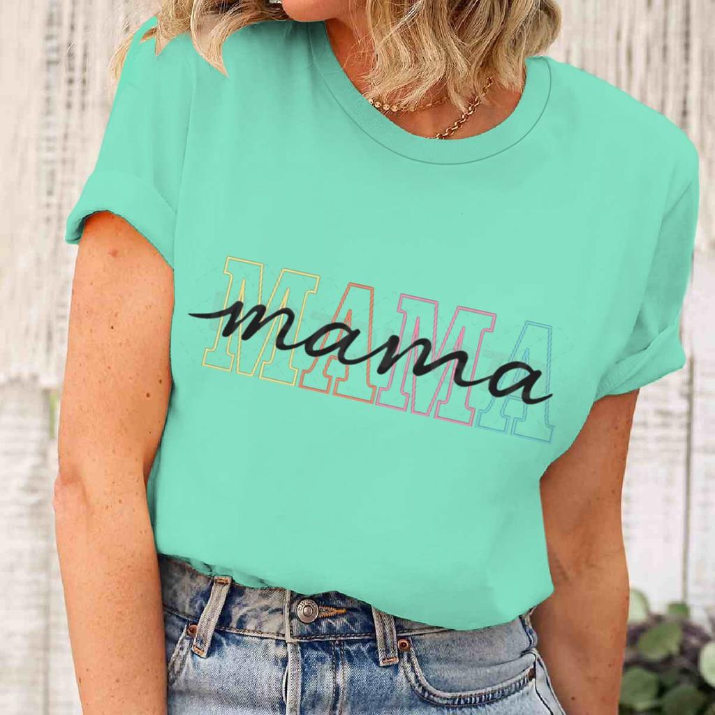 Mama Letter Print Fashion T-shirts Mother's Day Gift Shirt for Women Mama Vintage Design T Shirts Women's Clothing