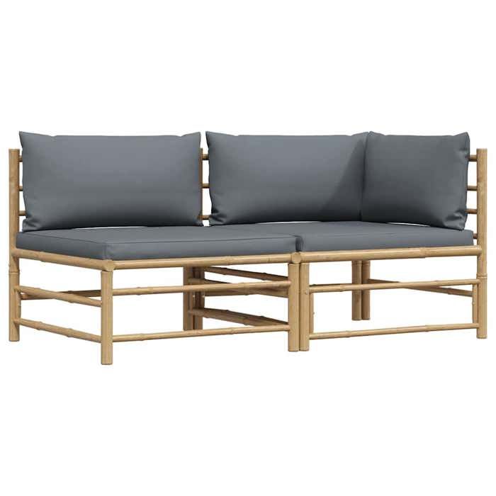 Maison Exclusive - Salon de jardin 2 pcs avec coussins gris foncé Bambou