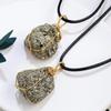 Mit Draht umwickelte natürliche Kristallstein-Halskette, Pyrit-Anhänger, Schmuck, roher Pyrit-Stein, Geschenke