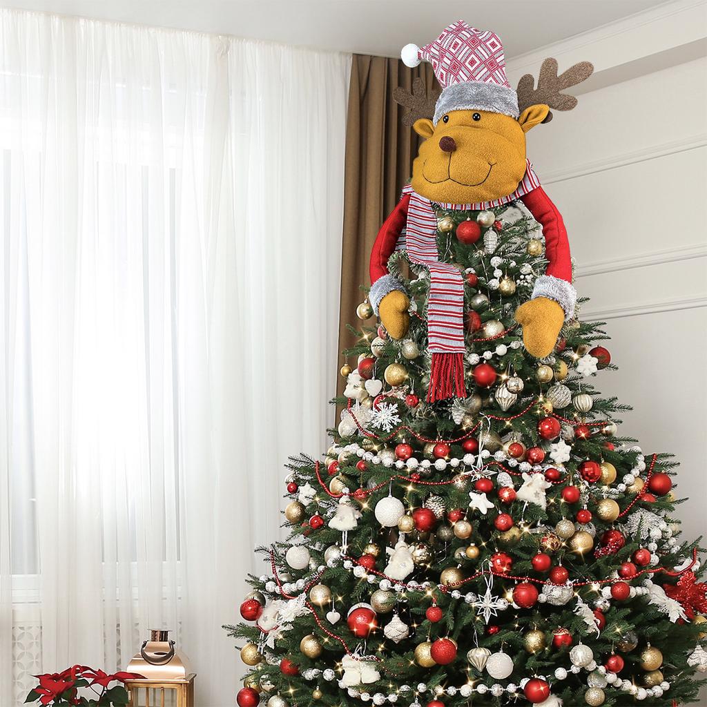 Christmas Tree Topper Santa Claus Snowman Elk Hugger Ornaments Festive Holiday Party Xmas Tree Decoration 37inch