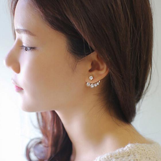 Asymmetriska örhängen med strass och imiterade pärlor för kvinnor, fest- och bröllopssmycken