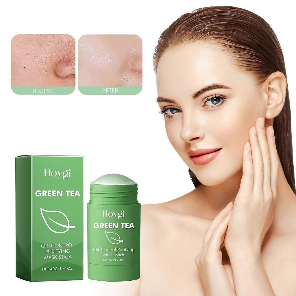Hoygi Green Tea Cleansing Mask Stick: Facial Cleansing, Closed Mouth, Smooth Skin, Moisturizing Pores, Solid Mask Stick