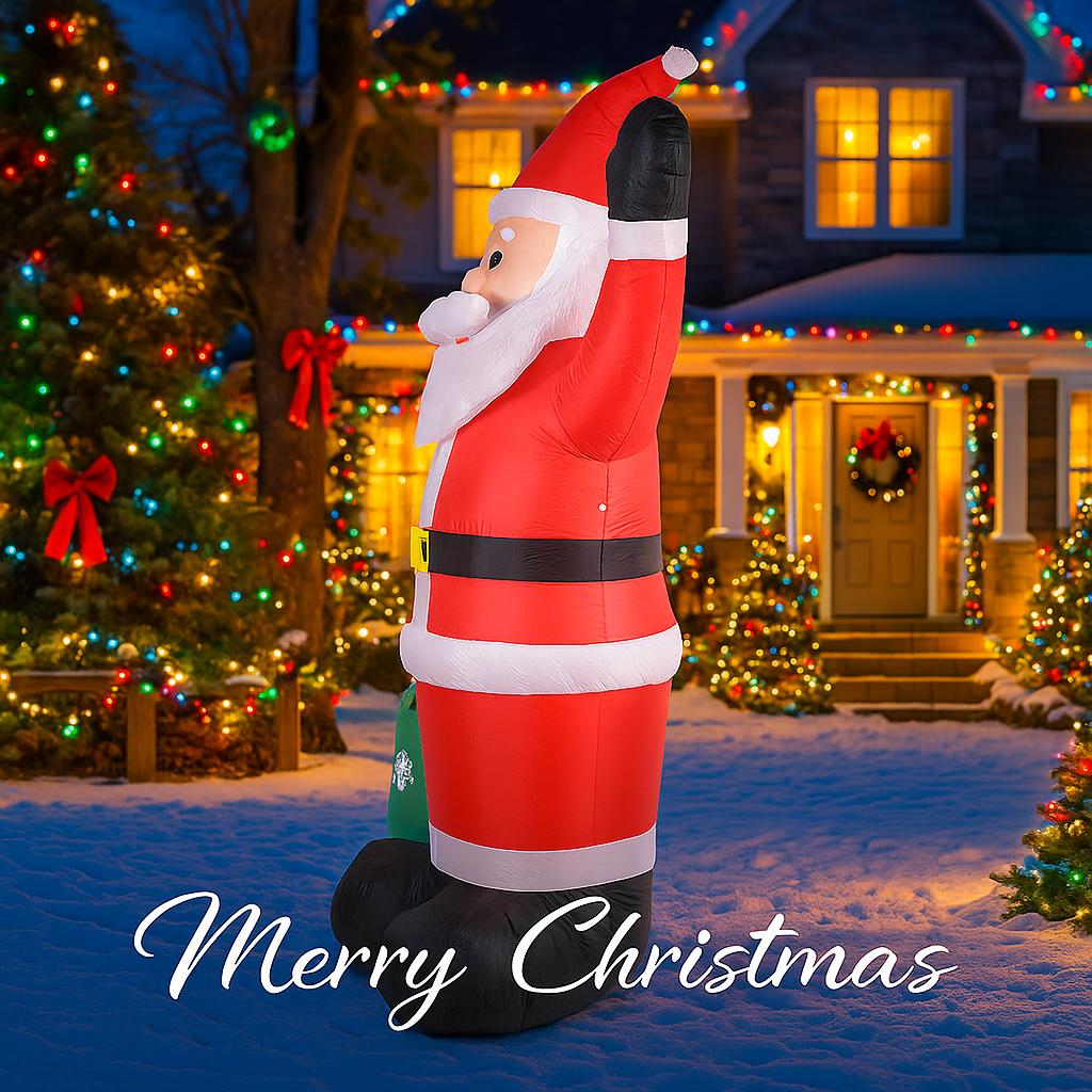 7.87FT LED Light Xmas Inflatable Santa Claus Gift Bag Toy Yard Party Decor Home Decor Supplies Ornaments Christmas Holiday Gift