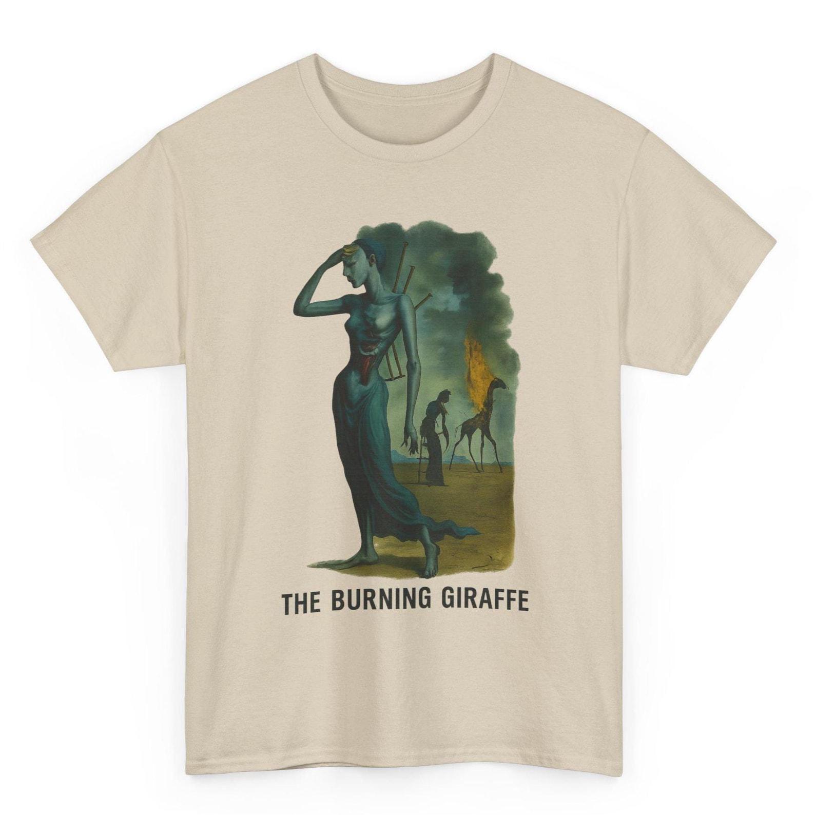 Burning Giraffe T-Shirt: Surrealist Dalí Art Graphic Tee 3XL