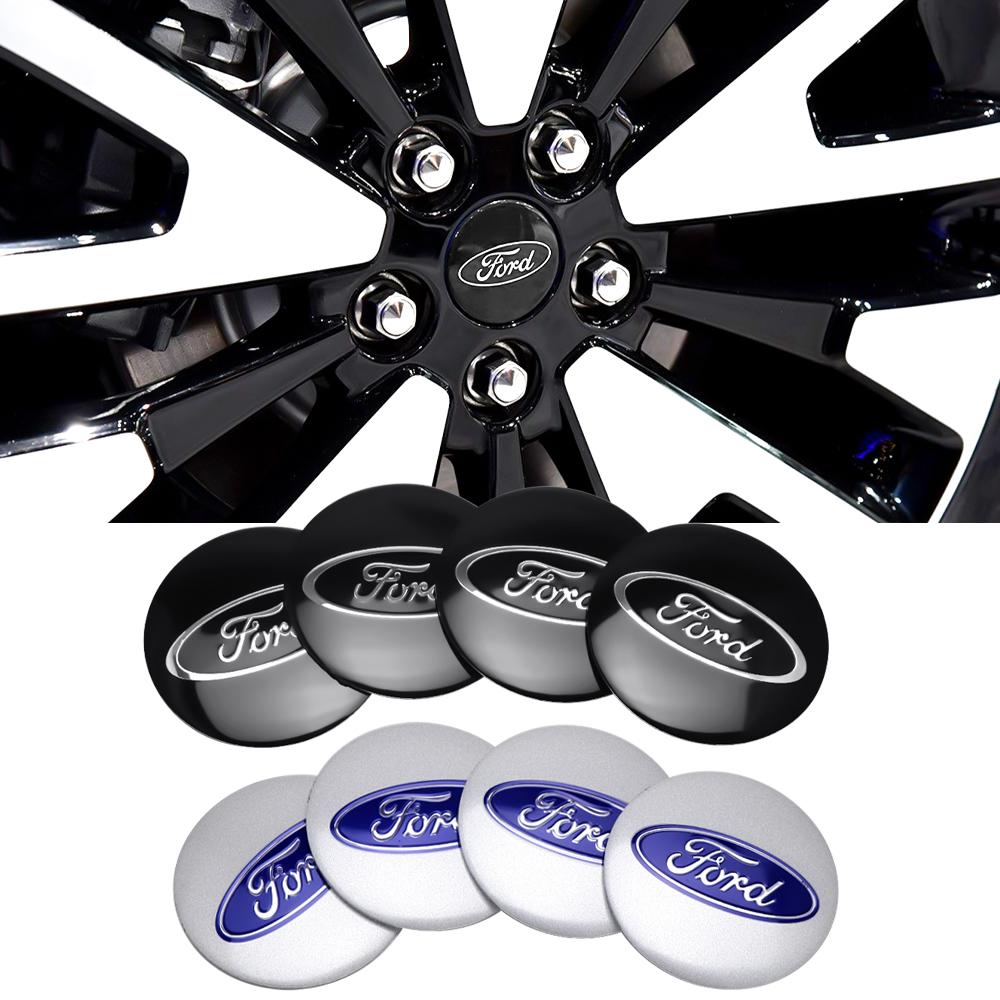 EWTJ7 4pcs 56/60mm Car Wheel Center Hub Caps Cover Badge Stickers Center Cover For Ford Fiesta Mondeo Fusion Explorer Escape Edge Kuga