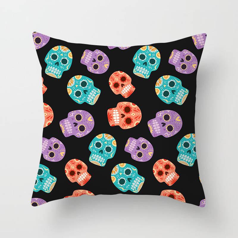 Black Grey Skull Face Living Room Decor Pillowcase Car Halloween Sofa Cushion Cover