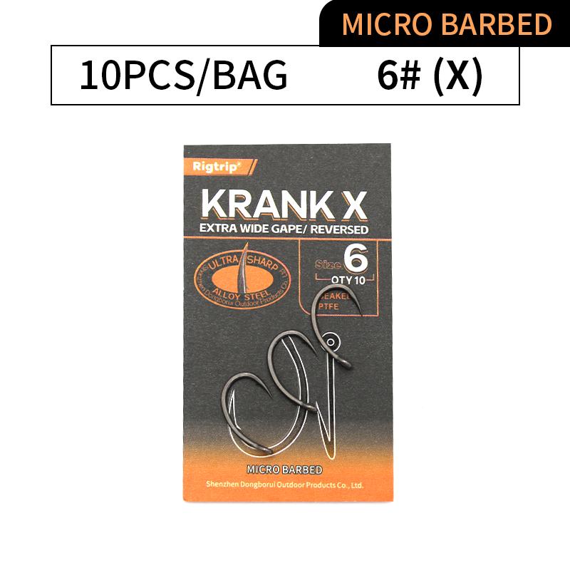

10 шт. Карповый рыболовный крючок Krank EXTRA Экстра широкий зев Отогнутый Легированная сталь Микро с бородкой/без бородки PTFE покрытие Размер 1 2 4 6