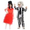 Unterwelt-Meister Beetlejuice Lydia Halloween Kostüm Mit Gestreiftem Polyester Für Kinder Und Erwachsene