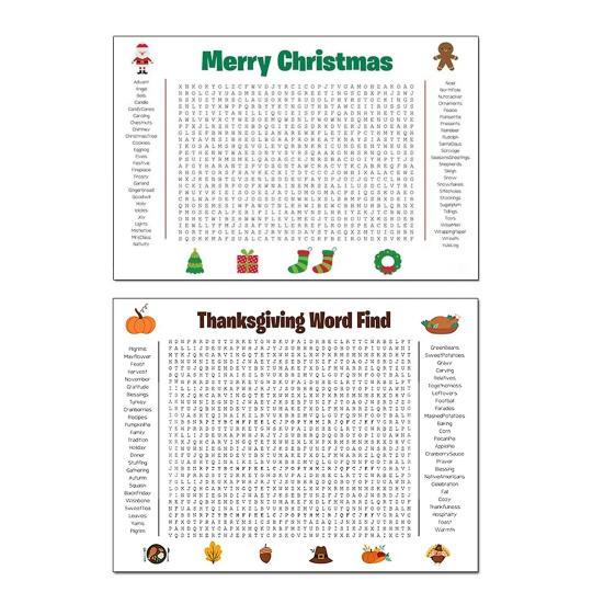 Plakat Rozmiaru Plakatu Wyszukiwanka Dziękczynienie Boże Narodzenie Wyszukiwanie Słów Plakat Gigantyczny 36"X22" Gra Ścienna dla Rodzinnej Imprezy Świątecznej Aktywność