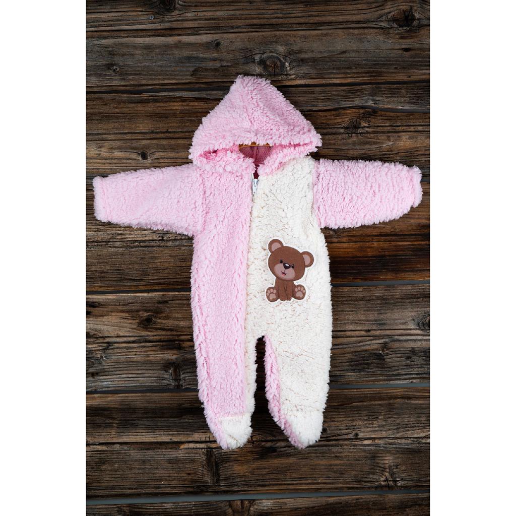 Ursuleț de pluș imprimat Welsoft plus unisex iarnă sac de dormit pentru bebeluși cu șapcă cu fermoar Salopetă pentru bebeluși