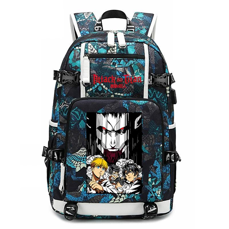 Attack on Titan Print School Backpack Large Capacity Travel Bookbag for Kids Boys Girls