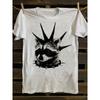 Unisexs Retro Punk Rock Raccoon Pattern Tshirt Cotton Soft And Comfortable Bold Black Nail Neck And Geometric Design
