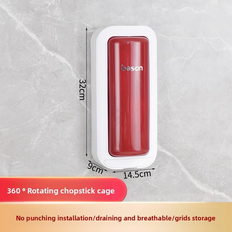 

Chopstick Storage Box, No Need for Drilling, Kitchen Shelf, Household Compartments, Chopstick Holder, Wall Hanging , with Built-in Draining Tray Simple style белый/красный