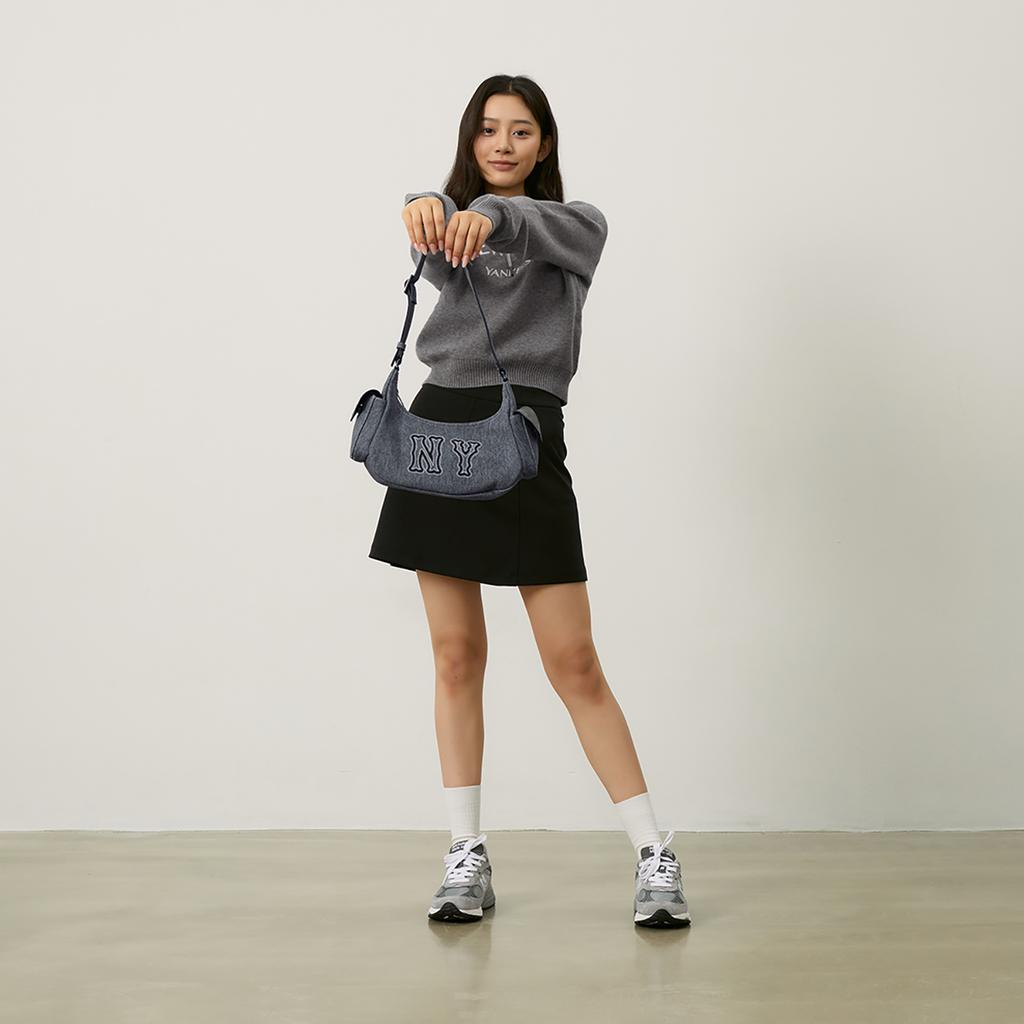 New MLB New York Yankees Artificial Leather Shoulder Bag, Hot Girl Bag Unisex 3ABQM034N-50BKS