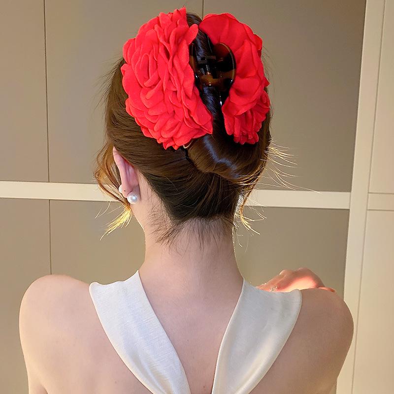 Korean Fashion Flower Hair Clip: Sweet Girl Shark Claw for Updos - Fresh, Stylish Hair Accessory