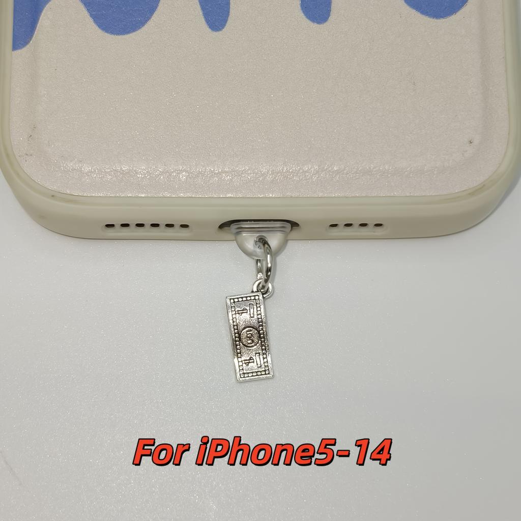 Retro Style Gold and Silver Banknote Small Pendant Phone Dust Plug, DIY Phone Hole Dust Protection, Phone Decoration and Practical Accessories