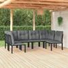 6 Piece Garden Lounge Set In Black and Grey Poly Rattan