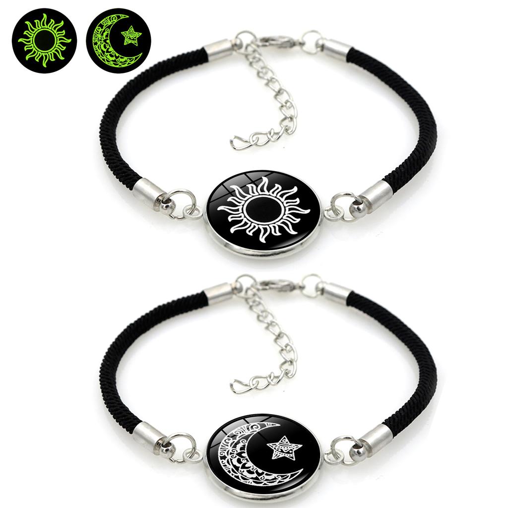 Sun Moon Lovers Glow In The Dark Braided Bracelet Couple Matching Bracelets For Students Valentine's Day Gift
