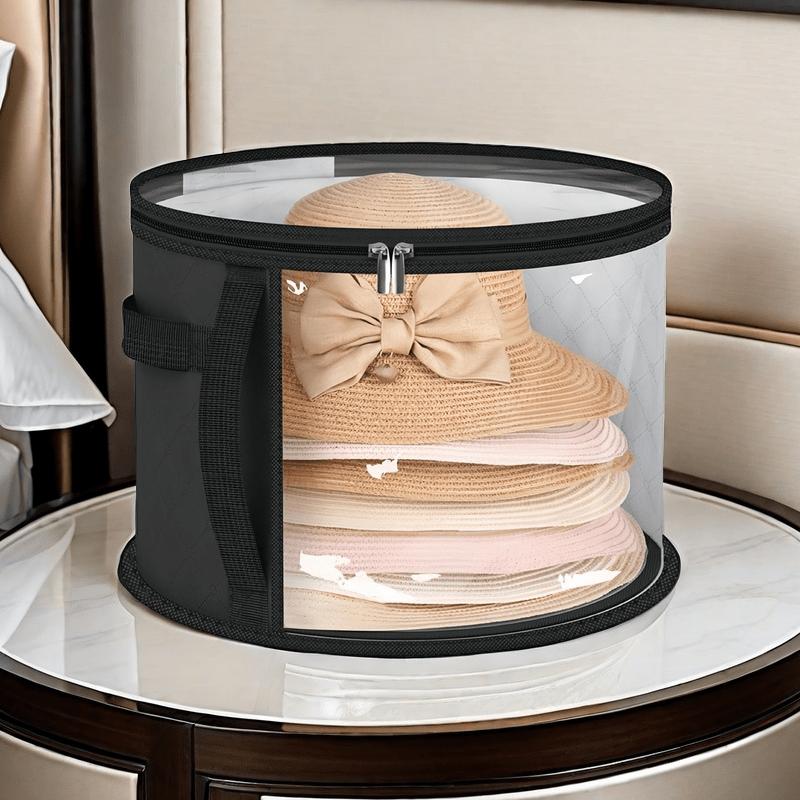 Extra-Large Foldable Hat Storage Box - Durable Non-Woven Fabric, Stain-Resistant with Clear Viewing Window, Perfect for Cowboy