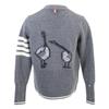 THOM BROWNE Authentic Japanese Domestic Product FCK657A-Y1029-035 Fine Merino Intarsia Goose 4-Bar V-Neck Cardigan tops 36 grayUsed
