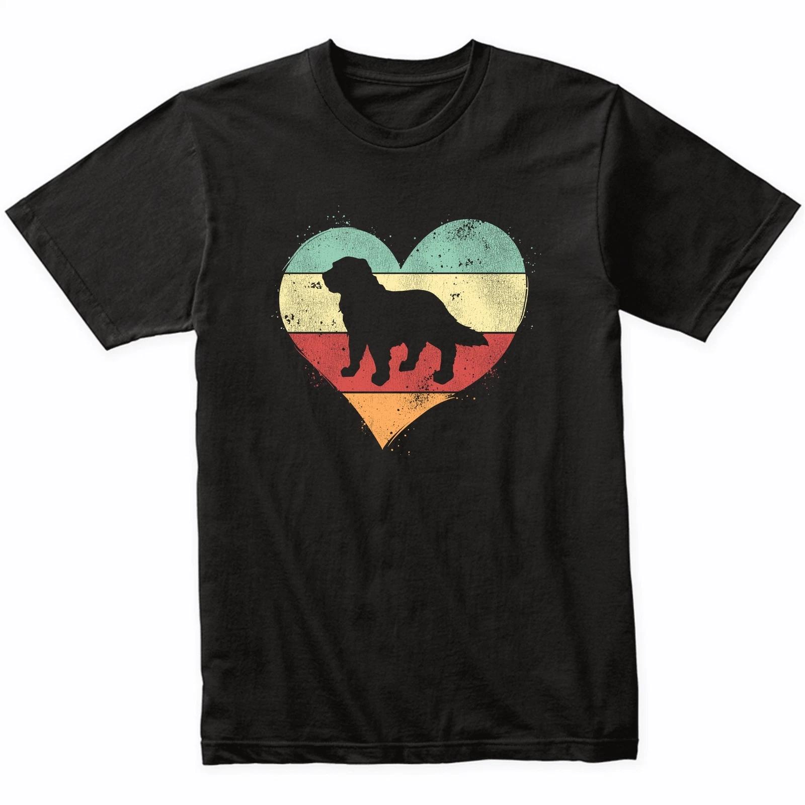 Retro Heart Newfoundland Dog Breed Silhouette Dog Owner Love T-Shirt 3XL