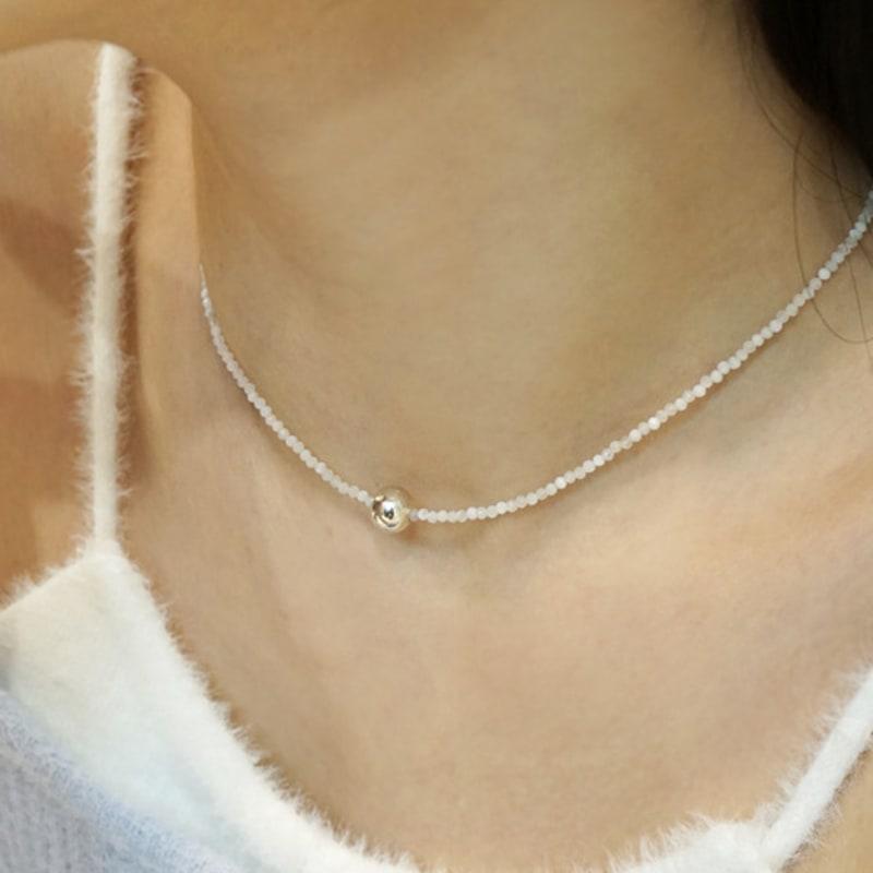 SORA Moonstone Silver Ball Necklace