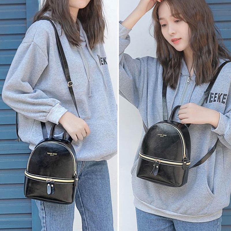 Style Women's Backpack Casual Student Mini Leather Solid Backpack Schoolbag Girls Gift Shoulder Bag