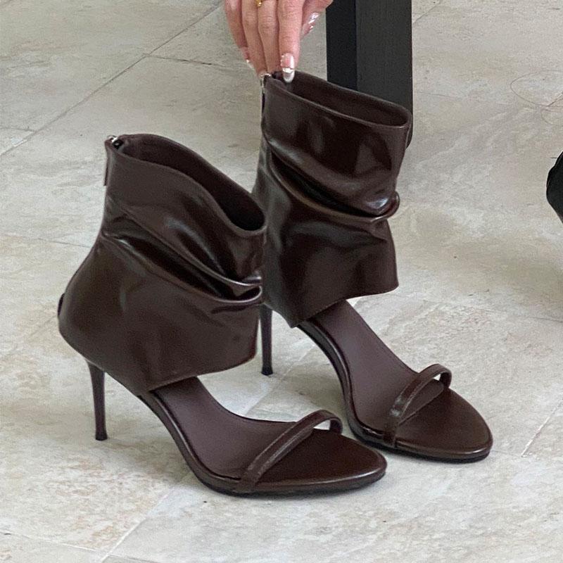 Fashion Fashion Open Toe Women Thin Heels Ankle Sandals Boots Shoes With Zippers Female Heeled Modern Sandals Booties Shoes For Ladies