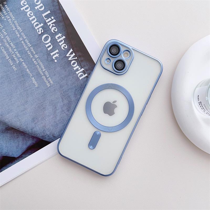 Electroplated Magnetic Transparent Phone Case for iPhone 17 with 12 Lens Film for 14 Pro