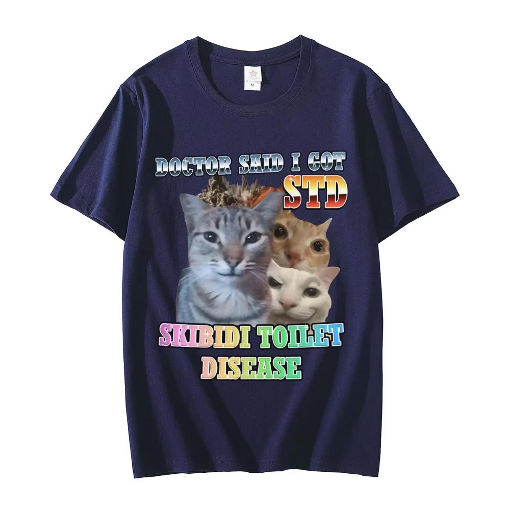 Skibidi Toilet Disease Funny Cat Meme T-shirt Harajuku Y2k Clothing Short Sleeve T-shirt Men Women Casual Fashion Loose T Shirts