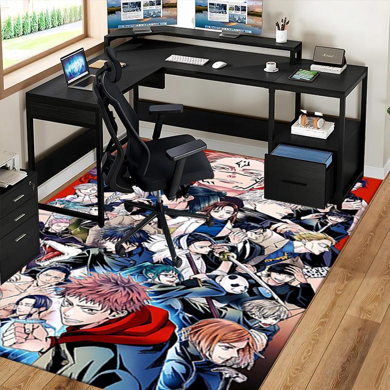 1pc Anime Cartoon Design Jujutsu Kaisen Characters Office Chair Mat Non-Slip Carpet for Home Decor, Festival Gift, Suitable for Office, Living Room, B