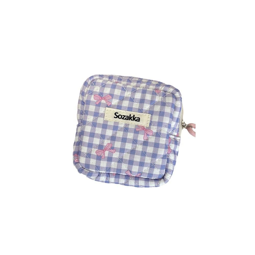 3922 Gesteppte Baumwolle Kariert Mehrzweck Mini-Tasche