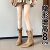 Retro Fashion Cowboy Boots Women, Spring and Autumn New Pointed Thick Heel Pleated Pile Short Martin Boots Knight Boots